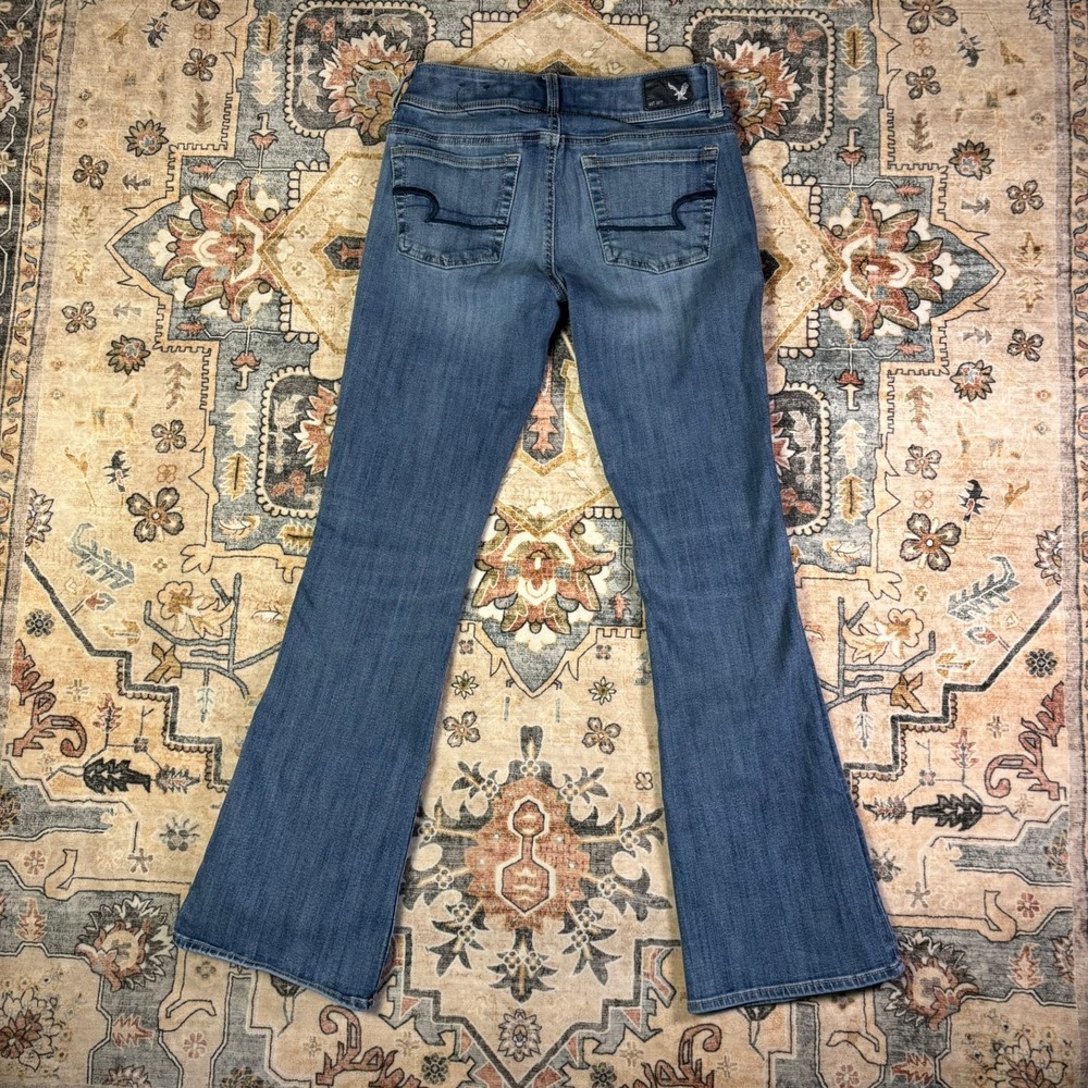 American Eagle Kick Boot Blue Jeans Womens 0 Short Medium Wash Bootcut Stretch
